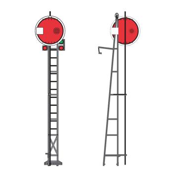 Signal PLM sur mât en treillis - Disque rouge, ép. II à V