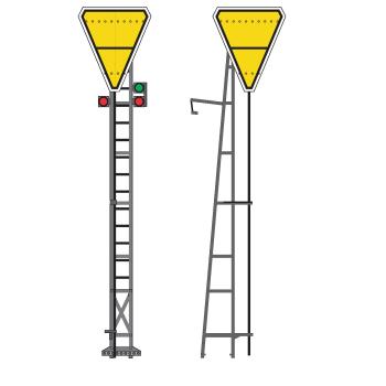 Signal PLM sur mât en treillis - Rappel de ralentissement, ép. II à V