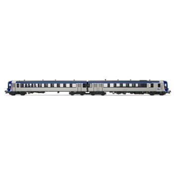 Autorail 2 rames EAD X 4500, livrée argent/bleu, époque VI SNCF