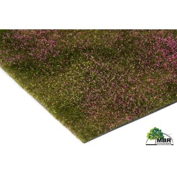 Tapis floqué pour champs et prairies - Prairie fleurie rose - 4-8mm 30x40cm