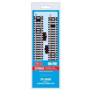 2 éléments droits standards isolants L168 mm 00/H0 code 100 Setrack
