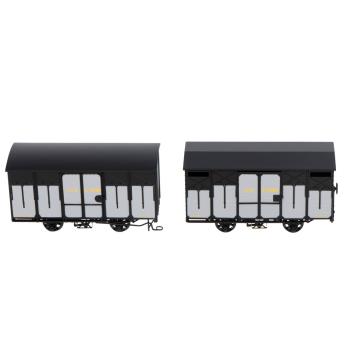 Set de 2 wagons couverts freinés CFD ferrures noires, toits arrondis