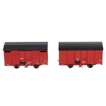 Set de 2 wagons couverts SNCF rouge UIC, toits noirs