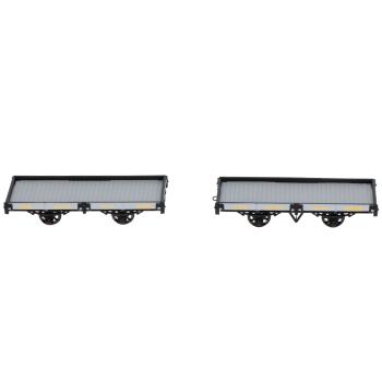 Set de 2 wagons plats CFD, gris clair, ferrures noires