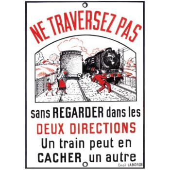 Reproduction plaque émaillée "Ne traversez pas"