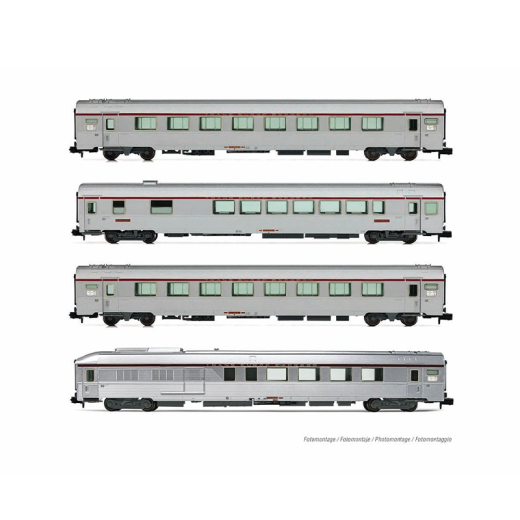 Coffret de 4 voitures type Mistral '69, TEE "Jules Verne", Paris-Nantes, ép. IV, SNCF