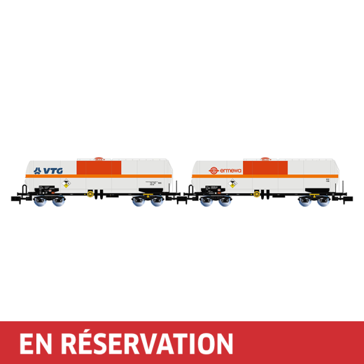 Coffret de 2 wagons-citernes « VTG + Ermewa », livrée beige/orange/rouge, ép. VI, SNCF