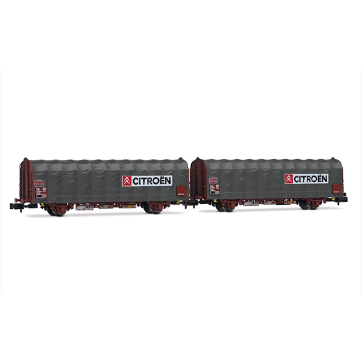 Coffret de 2 wagons bâchés à 2 essieux « Citroën », type Kijls K70, ép. IV-V, SNCF