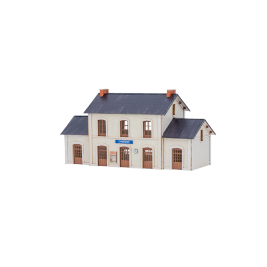 Bâtiment voyageur type ouest de la france, murs en pierre et toit en ardoise, à l'échelle Z-1
