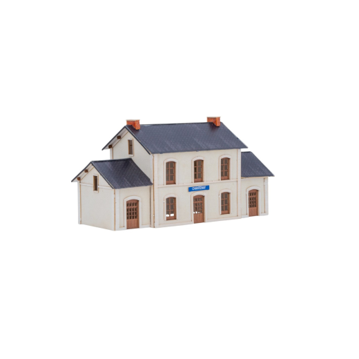 Bâtiment voyageur type ouest de la france, murs en pierre et toit en ardoise, à l'échelle Z-2