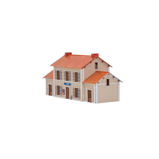 Bâtiment voyageur, type Est de la France avec toit en tuile, à l'échelle Z-1