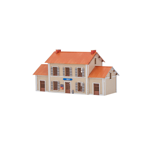 Bâtiment voyageur, type Est de la France avec toit en tuile, à l'échelle Z-2