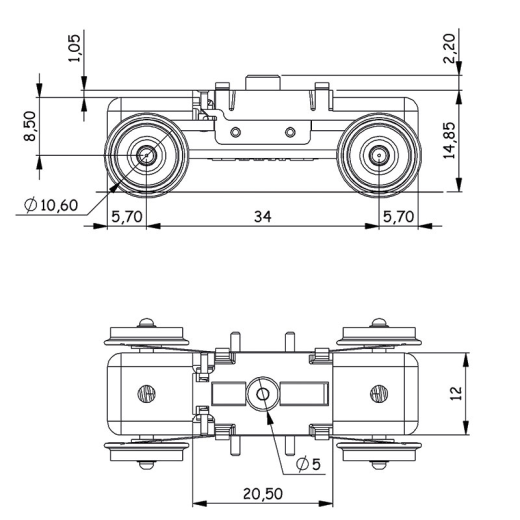 Bogie moteur H0, entraxe 34 mm-2