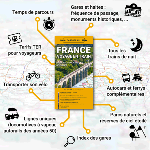 Carte papier "France voyage en train"
