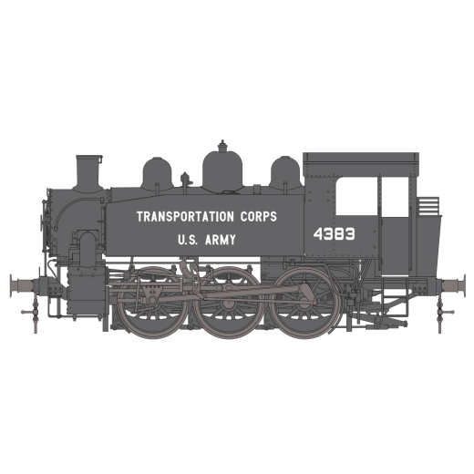 Locomotive à vapeur USTC 4383 grise (Dark Blue Grey), ép. III, US Army, éch 0