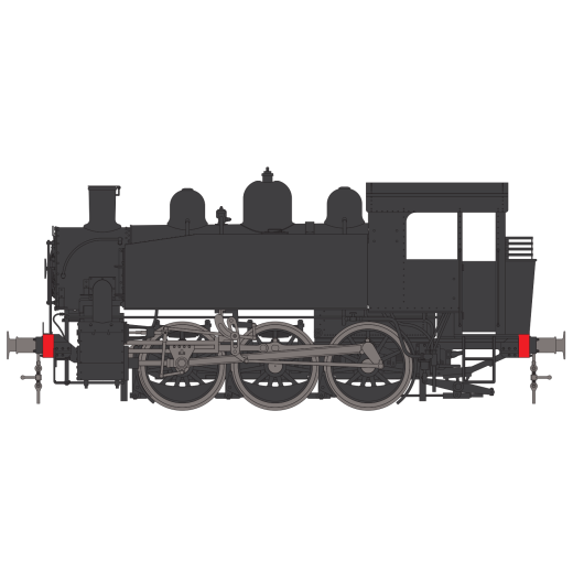Locomotive à vapeur 030 TU noire,  ép. III, SNCF, éch 0
