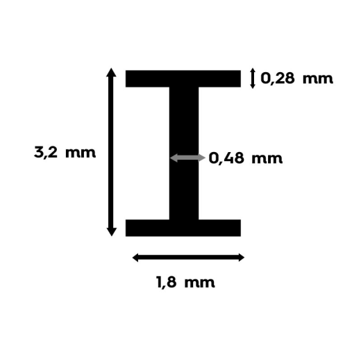 Profilé polystyrène en "I" - 3.2x355 mm - EVG 274-1