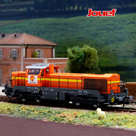 Locomotive diesel Vossloh DE 18, COLAS RAIL, livrée orange/jaune, ép. VI-2
