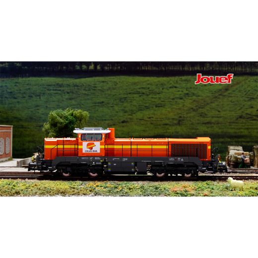 Locomotive diesel Vossloh DE 18, COLAS RAIL, livrée orange/jaune, ép. VI-5