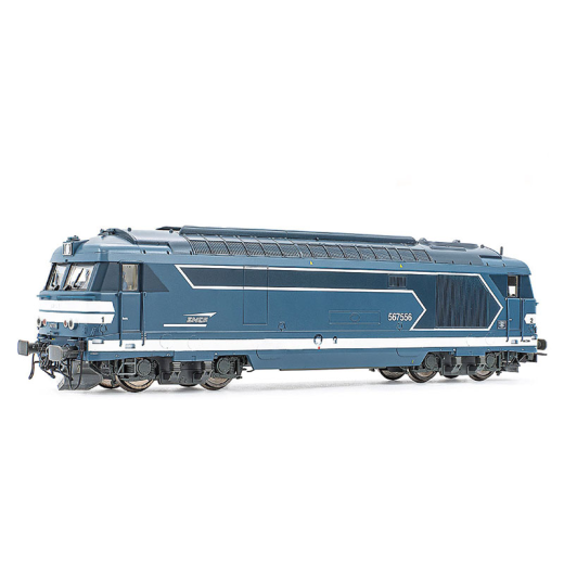 Locomotive diesel BB 567556, livrée bleue avec logo « Casquette », ép. V, SNCF