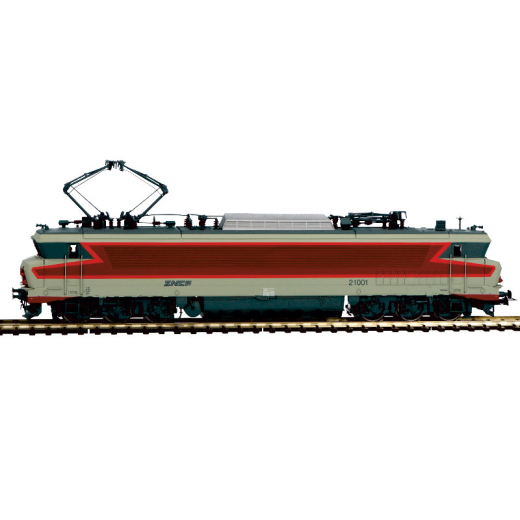 Locomotive bi-courant CC 21001, livrée TEE/Arzens avec logo "nouille", ép. IV, SNCF, avec décodeur sonore DCC