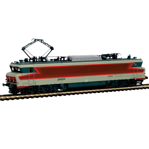 Locomotive bi-courant CC 21001, livrée TEE/Arzens avec logo "nouille", ép. IV, SNCF, avec décodeur sonore DCC-1