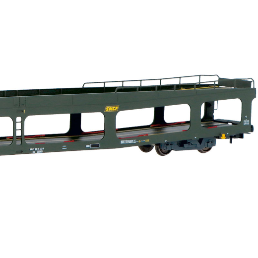 Fourgon porte-automobiles DD DEV 66, livrée verte avec logo « Encadré » jaune, ép. IV, SNCF-2