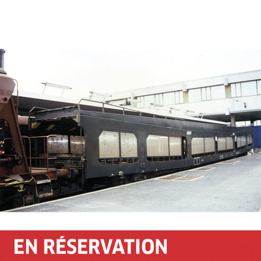 Wagon porte-autos DD DEV 66, livrée verte avec logo blanc « Encadré », ép. IV-V, SNCF