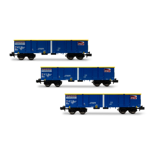 Set de 3 wagons découverts Eamnos, ép. VI SNCF