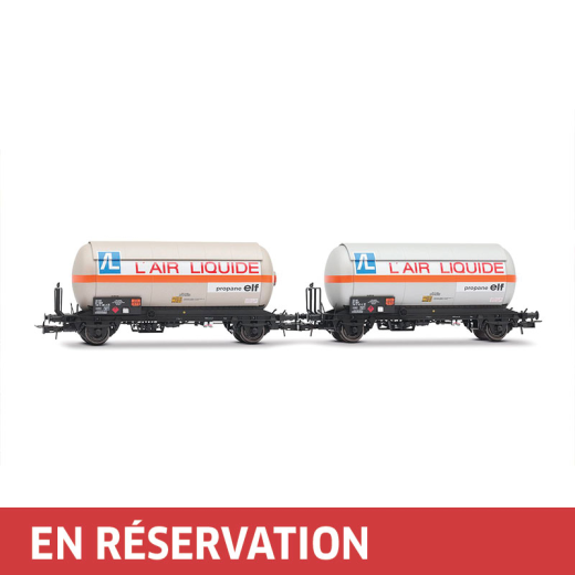Coffret de 2 wagons gaziers à 2 essieux avec toit pare soleil, « Air Liquide », ép. IV, SNCF