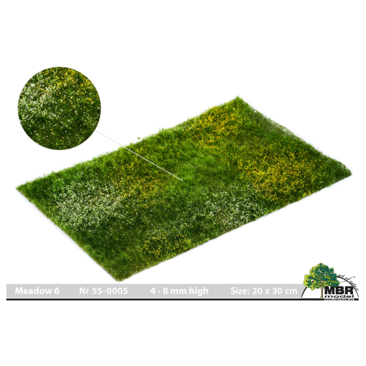 Tapis floqué pour champs et prairies - Prairie fleurie blanc et jaune - 4-8 mm 20 x 30 cm-1