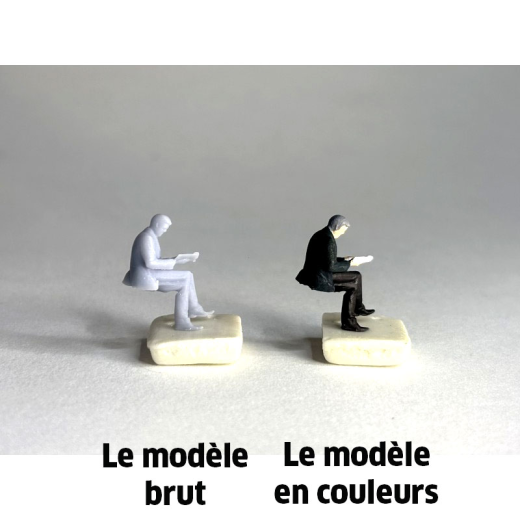 Homme assis lisant le journal - Personnage à peindre-2
