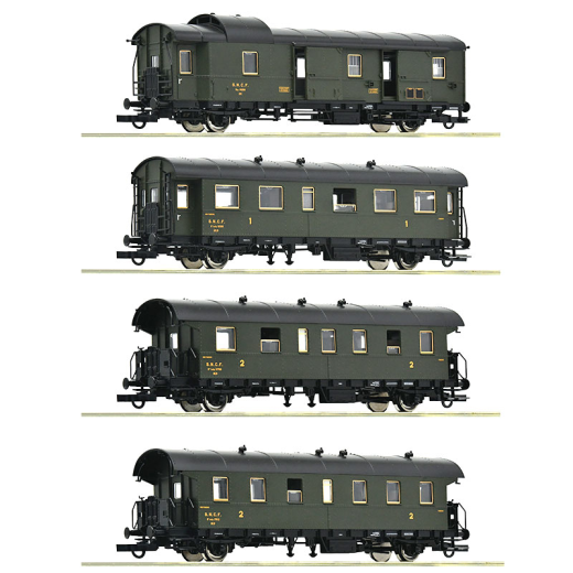 Coffret de 4 voitures voyageurs type Dmp, SNCF, époque III, SNCF