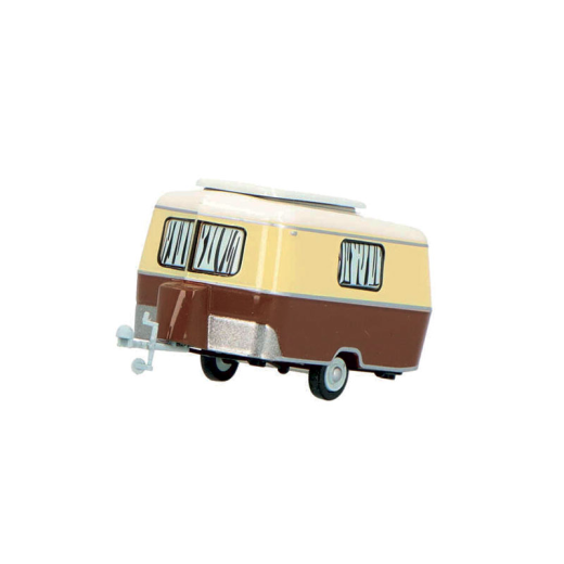 Caravane Eriba familiale, brun/beige ivoire, roulante, autocollant "F"