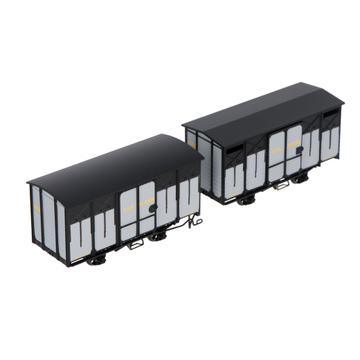 Set de 2 wagons couverts freinés CFD ferrures noires, toits arrondis-2