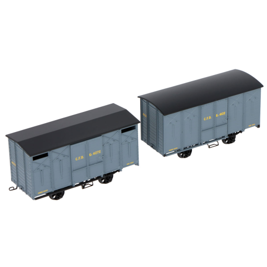 Set de 2 wagons couverts CFD, gris foncé, toits noirs-2