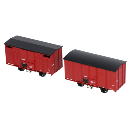 Set de 2 wagons couverts SNCF rouge UIC, toits noirs-1