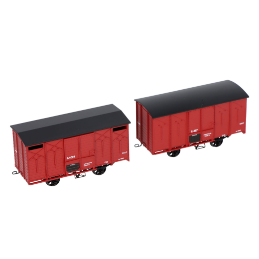 Set de 2 wagons couverts SNCF rouge UIC, toits noirs-2