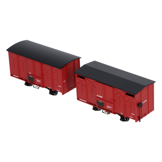 Set de 2 wagons couverts SNCF rouge UIC, toits noirs-1