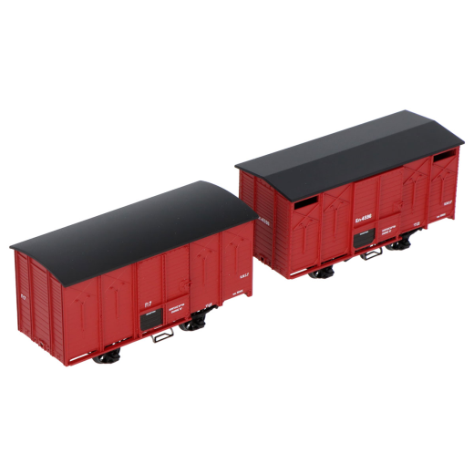 Set de 2 wagons couverts SNCF rouge UIC, toits noirs-2