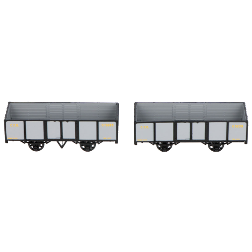 Set de 2 tombereaux CFD, gris clair, ferrures noires