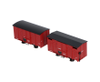 Set de 2 wagons couverts SNCF rouge UIC, toits noirs-1