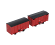 Set de 2 wagons couverts SNCF rouge UIC, toits noirs-2