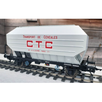 Wagon céréalier B. Richard déco "CTC", gris clair, ép. IV, SNCF, UIC, 10 numérotations possibles - boite OCEM