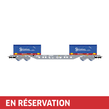Wagon porte-conteneurs à bogies Sgss Novatrans avec 2 conteneurs « Spedirail », ép. V, SNCF