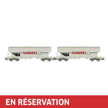 Coffret de 2 wagons trémies céréaliers à bogies « SANDERS », livré gris, ép. V, SNCF