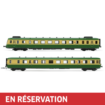Autorail diesel RGP II, avec motrice + remorque en version reconstruite, livrée verte/beige, ép. IV. SNCF avec décodeur sonore