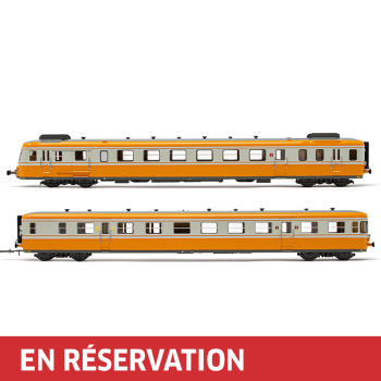 Autorail diesel RGP II, avec motrice + remorque en version reconstruite, livrée orange/gris béton, ép. IV. SNCF avec décodeur sonore