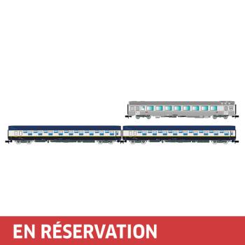 Coffret de 3 voitures « Train Expo », coffret n° 3, 2 x T2 voiture-lits + voiture-bar, ép. VI, SNCF