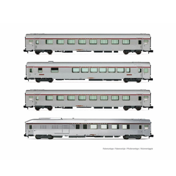 Coffret de 4 voitures type Mistral '69, TEE "Jules Verne", Paris-Nantes, ép. IV, SNCF
